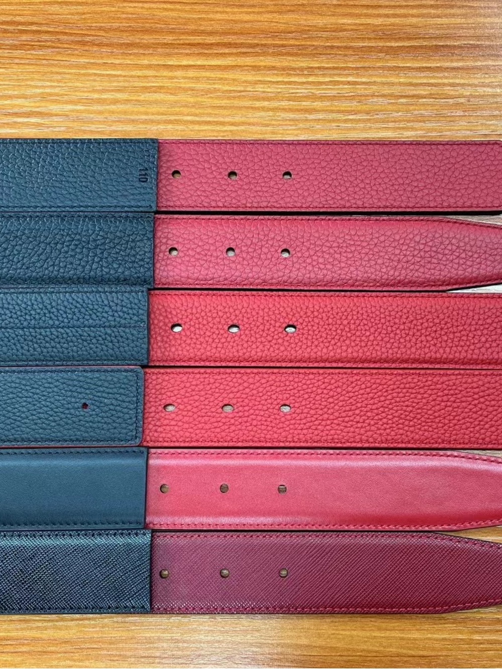 Men's Reversible Black and Red Leather Belt zygj1982